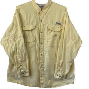 Columbia PFG Shirt Men XL Yellow Fishing Vented Performance Sportswear Techwear